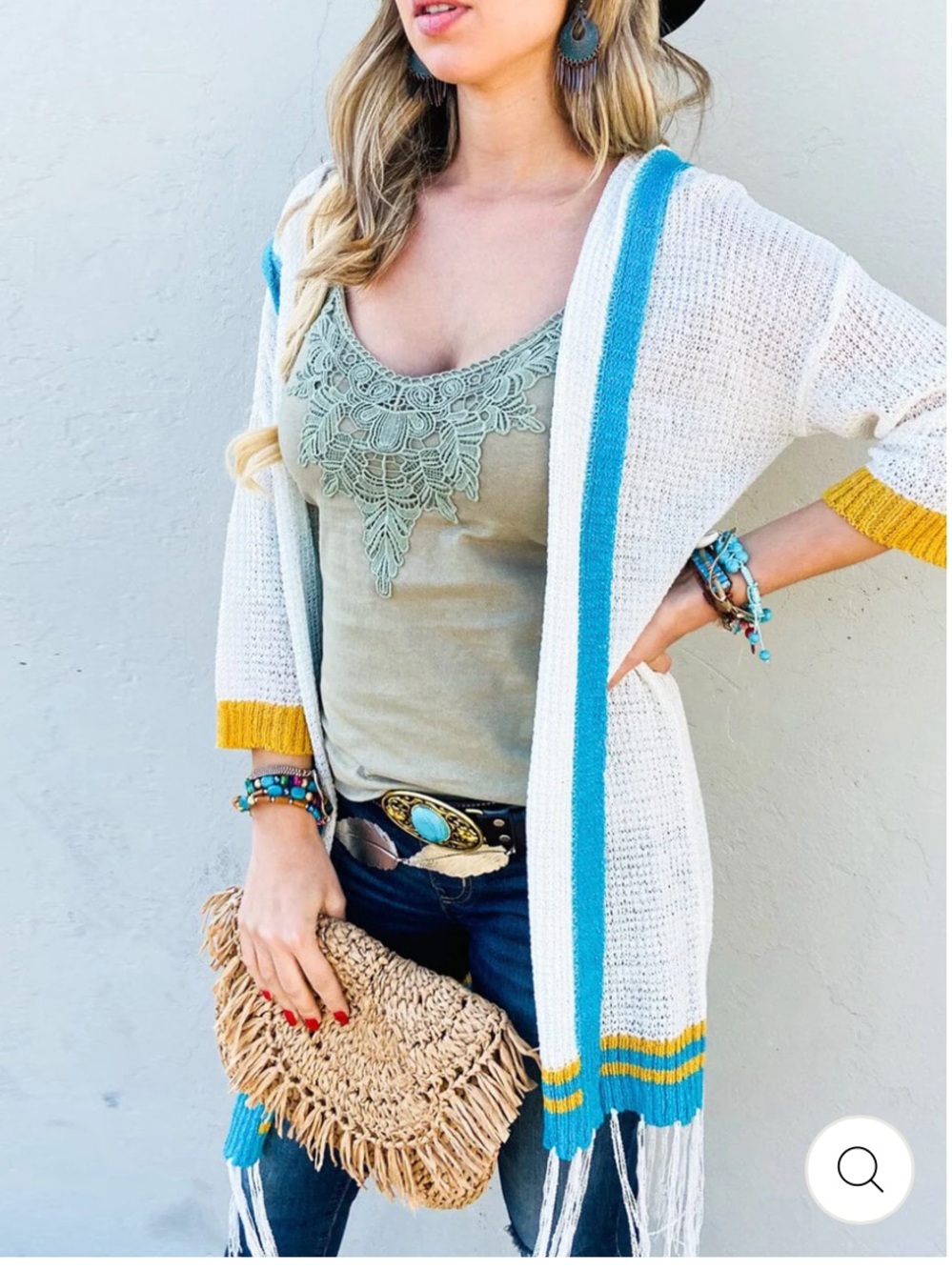 Boho NWT Vibes Open-Front Fringe Cardigan Sweater size S/M - M/ L